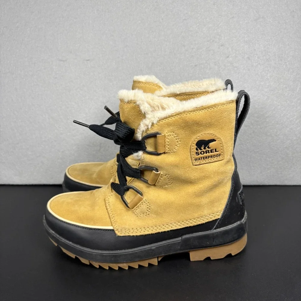 Sorel Tivoli IV Womens 8.5 Winter Boots Tan Suede Waterproof Snow Faux Fur